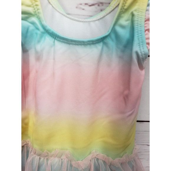 Lemon Kiss Toddler girls 18 months 1 piece swimsuit pink tyedye unicorn swimwear - Picture 3 of 8